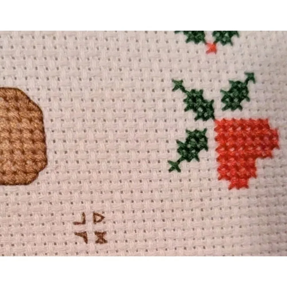 Handmade Pillow Scottie Dog Cross Stitch Bear Friend Throw Accent GrannyCore Vtg